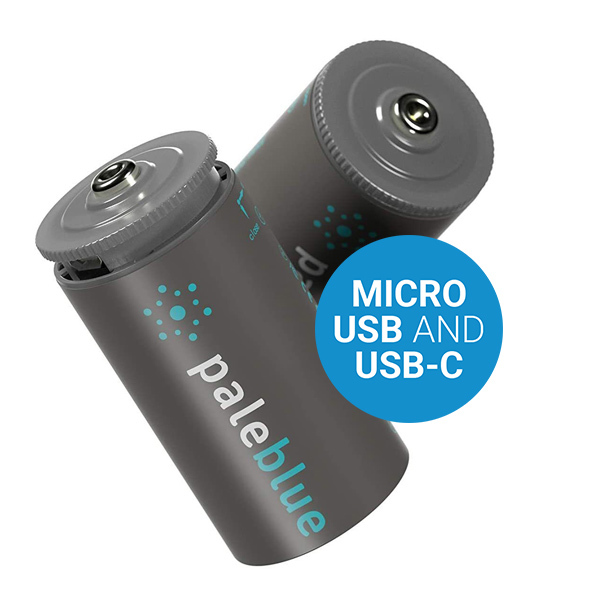 Paleblue USB Rechargeable D Batteries - 2Pack